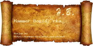 Hammer Boglárka névjegykártya